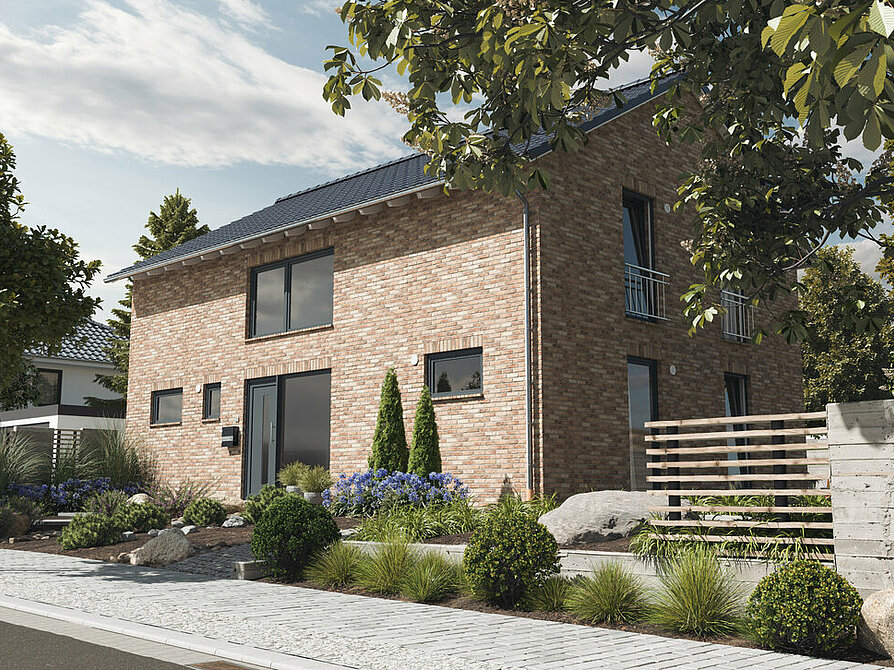 Landhaus-142-modern-Strasse-Klinker-Aurora