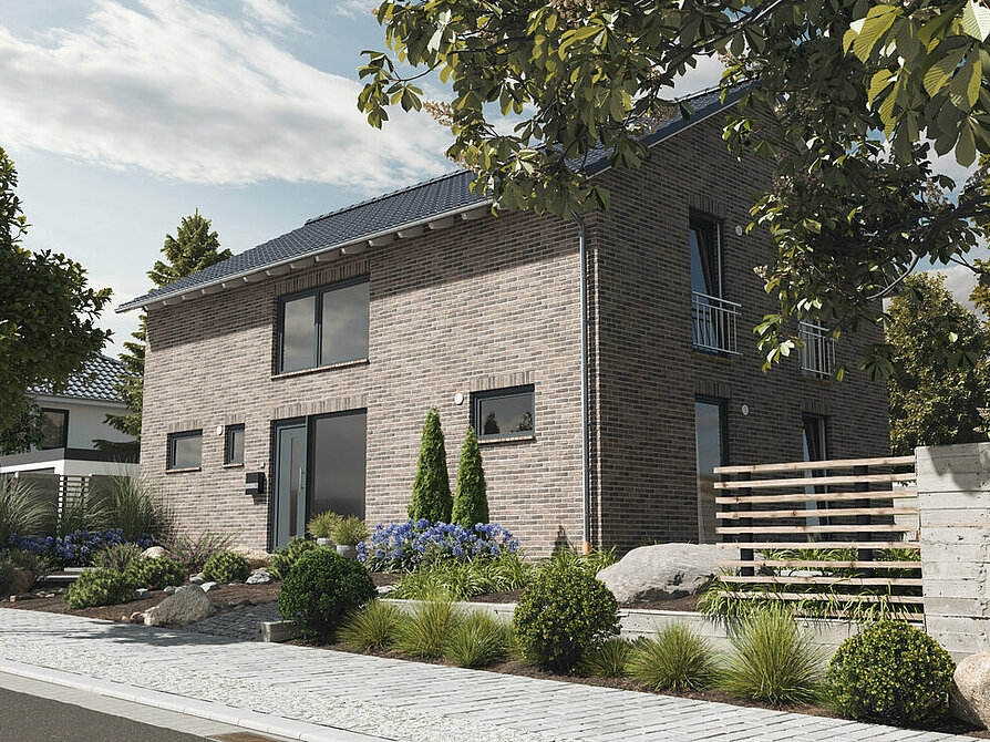 Landhaus-142-modern-Strasse-Klinker-Kohle